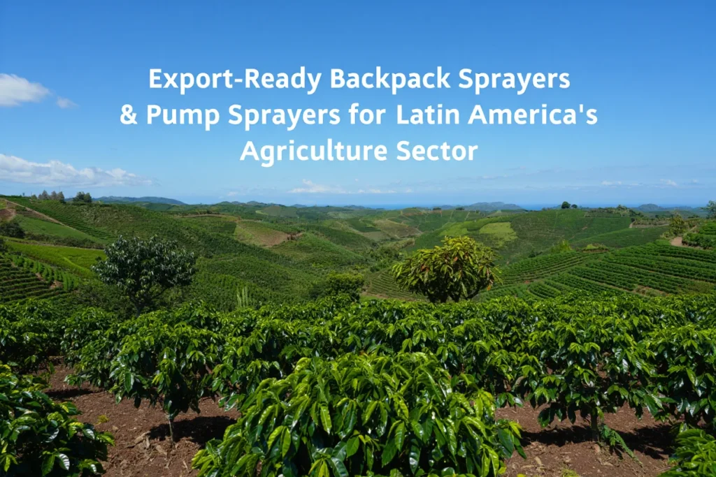 Vast agricultural fields in Latin America under a clear blue sky, representing the demand for export-ready backpack and pump sprayers.