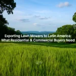 Vast green lawn surrounded by trees under a clear blue sky, symbolizing the growing demand for lawn mowers in Latin America's residential and commercial markets.